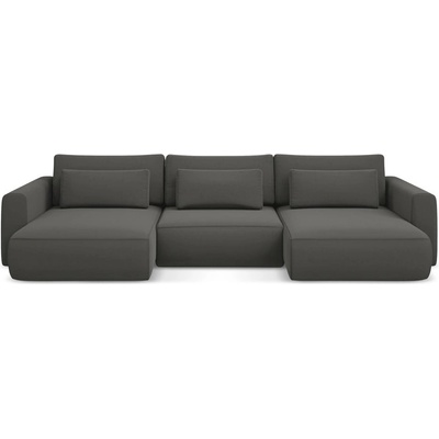 makamii Тъмносив кадифен разтегателен ъглов диван с място за съхранение (U форма) Kapua - Makamii (KAPUA_UF_3_P1_C2)