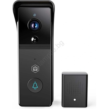 Nedis WIFICDP21BK - Видеозвънец със сензор 4400 mAh Full HD 1296p IP44 Wi-Fi Tuya (NE0823)