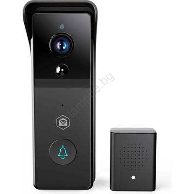 Nedis WIFICDP21BK - Видеозвънец със сензор 4400 mAh Full HD 1296p IP44 Wi-Fi Tuya (NE0823)