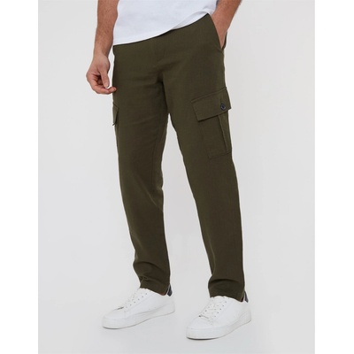 Threadbare Панталони Threadbare Men's Linen Cargo Trousers - Khaki