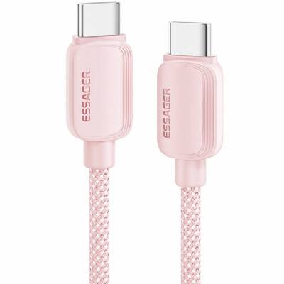 ES-X46 Плетен кабел за зареждане и данни - USB-C към USB-C - 1 m - розов (87378)