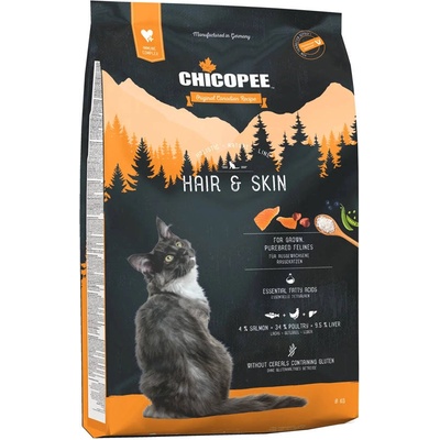 Chicopee Holistic Nature Line Hair&Skin-Храна за котка за израснали породисти котки, блестяща и еластична кожа и козина-8 кг