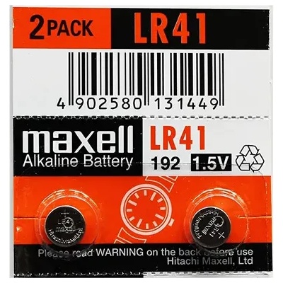 Maxell Бутонна микроалкална батерия lr41 /ag3/ 2бр. 1, 55v в опаковка maxell (ml-ba-lr41)