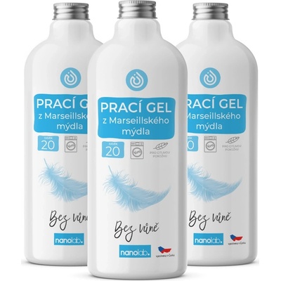 Nanolab Prací gel z Marseillského mýdla pro citlivou pokožku 3 x 1 l