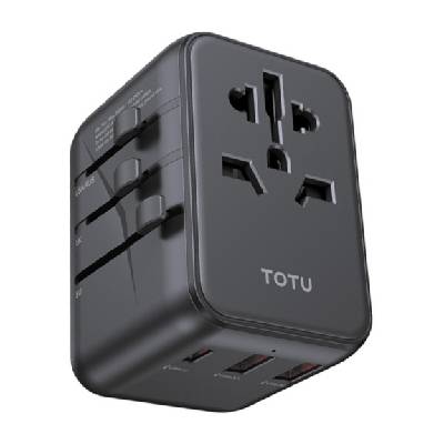 635DQ универсален адаптер за пътуване с USB-C / 2x USB-A портове и прибиращи се щепсели - 20W - черен (82458)