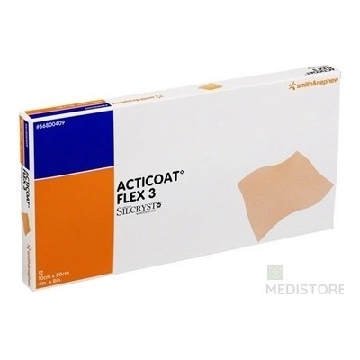 ACTICOAT FLEX 3 Krytie na rany 10 x 20 cm s nanokryštalickým striebrom 12 ks