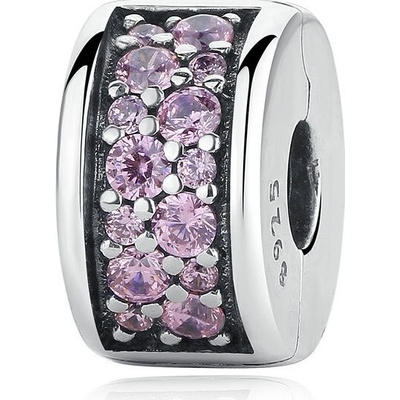 P&J Jewellery Stříbrný klip Zářivé kameny SB75 Barva Růžová
