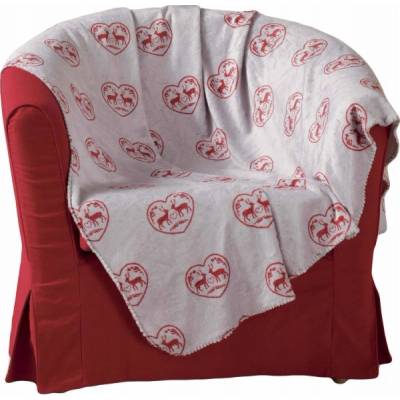 Douceur d'intérieur Přehoz na postel FLANNEL, 125 x 150 cm, s vánočním motivem bílá