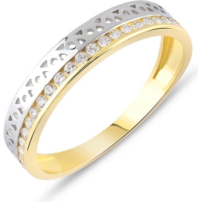 Lillian Vassago Zdobený prsten se zirkony z kombinovaného zlata LLV06 GR095