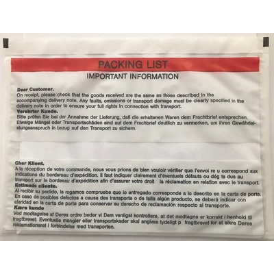 Nalepovací obálky C5 240 x 170mm s potiskem PACKING LIST