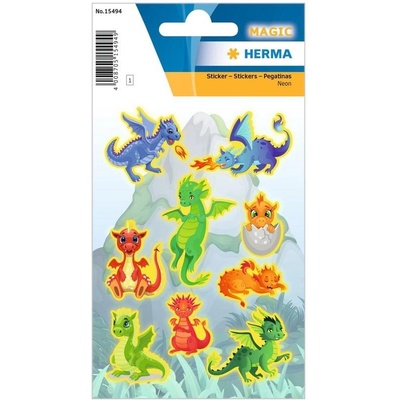 Herma Самозалепващи се етикети Дракони, неонови, 3 листа (1540100175)