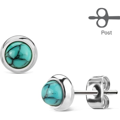 Steel Edge oceľové náušnice pecky 1004 Turquoise