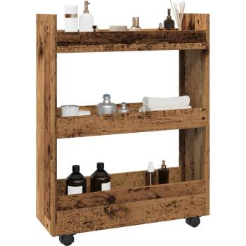 vidaXL Тясна количка за съхранение 3 нива старо дърво инженерно дърво (855257)