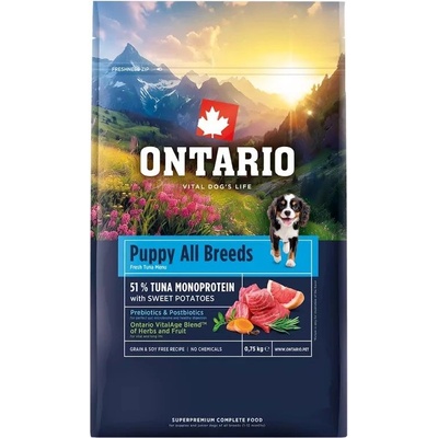 ONTARIO Puppy All Breeds Monoprotein Tuna & Sweet Potatoes 0, 75 кг