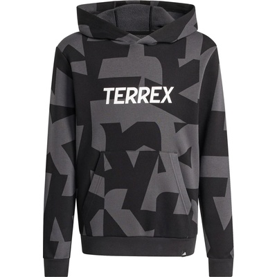 adidas Terrex Детски суичър adidas Terrex Kid's MT AOP Logo Hoodie - Carbon / Black - размер 176 (EU) (704-5877-0117)