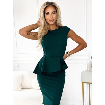 Numoco Елегантна миди рокля с волани - зелена Numoco numoco | Zelen | ЖЕНИ | S