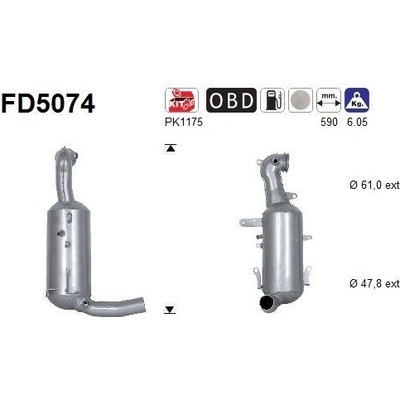 Filter sadzí/pevných častíc výfukového systému AS FD5074 FD5074