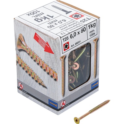 Kraftmann 88031 Viacúčelové skrutky T-profil T25 6,0 x 80 mm 1 kg / 100 ks