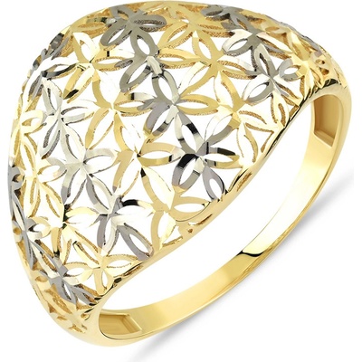 Lillian Vassago Zlatý prsten s květinovým motivem LLV85 GR010