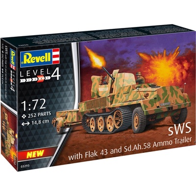 Revell Сглобяем модел, Revell, sWS с Flak 43 и ремарке за амуниции Sd. Ah. 58, 252 части