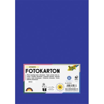 FOLIA Декоративен картон, 2 страници, А4, 300 г, 50 листа, folia, тъмно синьо 614/50 36 (614/50 36)