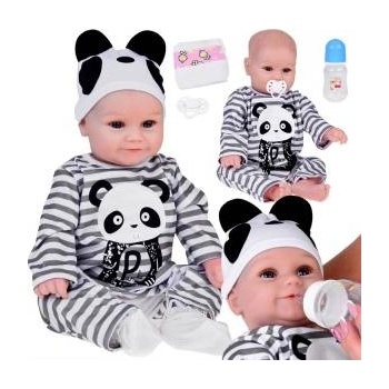 Jokomisiada Lovely soft Boy Doll 45cm lifelike dressed in Panda overalls ZA5358