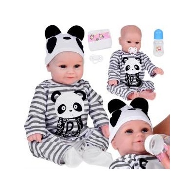 Jokomisiada Lovely soft Boy Doll 45cm lifelike dressed in Panda overalls ZA5358