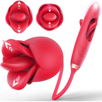 SuperLove 4in1 Flapping & Licking Mouth Vibrator Red