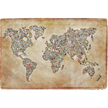 DIMEX ART s. r. o Флизелинов фототапет колаж с карта на света 375 x 250 см