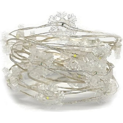 ACA Lighting LED dekoračná girlanda snehové vločky teplá biela farba 200 cm IP20 2x batéria AA