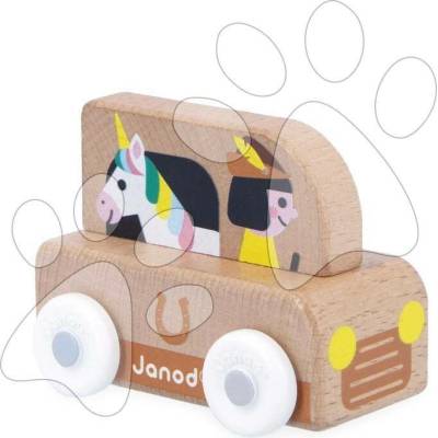 Janod Cross roads auto na tlačení s jednorožcem hnědé J05926