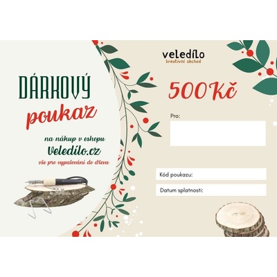 Dárkový poukaz VELEDÍLO v hodnotě 500,- Kč Provedení: Vytištěný poukaz (obdržet poštou)