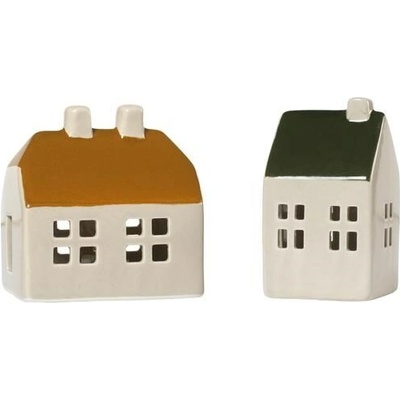 Keramické domečky Broste BO 9x5 cm SET/2 ks hnědý, zelený