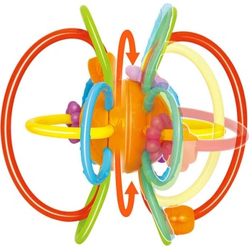 Hola Toys Силиконова гризалка Hola - Цветни рингове с мъниста (H1106B)