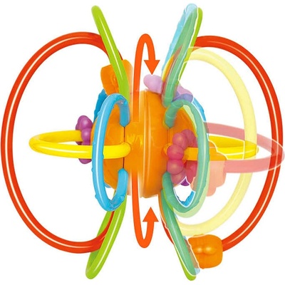 Hola Toys Силиконова гризалка Hola - Цветни рингове с мъниста (H1106B)