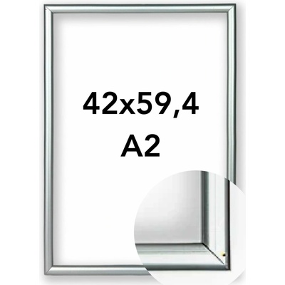 Fotorámeček BF Rozměr: A2 - 42 x 59,4 cm, Barva: Stříbrná, Typ zasklení: Plexi