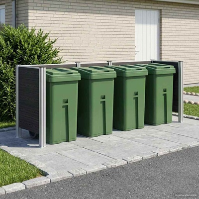 vidaXL Оградка за кошче Сиво 315 x 85 x 115 см Алуминий и WPC (3429269)