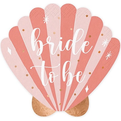 PartyDeco.pl Ubrousky Mušle Bride To Be 13,5x13cm 20ks