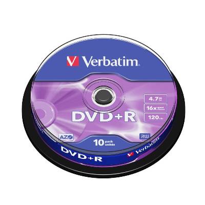 Медия Verbatim DVD+R AZO 4.7GB 16X MATT SILVER SURFACE (10 PACK) (43498)