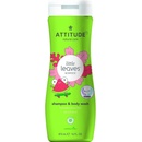 Attitude Detské telové mydlo a šampón 2v1 s vôňou Melónu a Kokosu Little leaves 473 ml