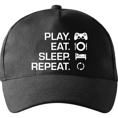 Play Eat Sleep Repeat game so zahnutým šiltom a látkovou sponou Čierna