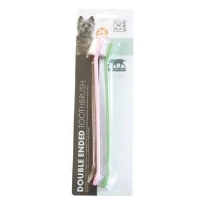 M-PETS Double Ended Toothbrush - Четка за зъби, двустранна, за малки и големи породи кучета - 22 х 2 см, Белгия - 10106899
