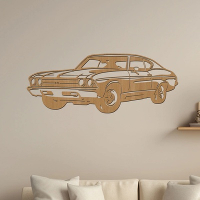dřevo života Dřevěný obraz Chevrolet Chevelle SS F235 Rozměry (cm): 80x32, Zvolte barvu dekoru: Buk