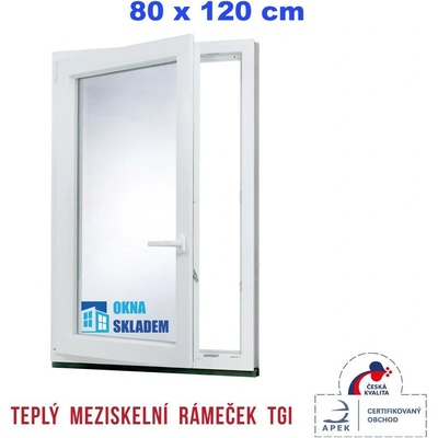 Erkado Plastové okno otevíravé i sklopné levé 800 x 1200 mm Bílé / Antracit