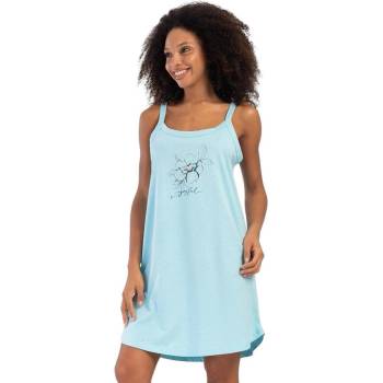 Светло тюркоазена макси нощница с тънки презрамки