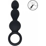 Boss of Toys Beaded Silicone Anal Probe with Loop - Black