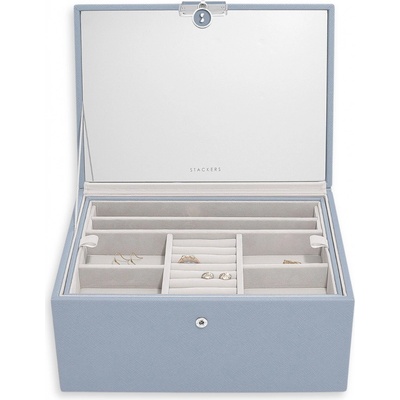 Stackers šperkovnice se zrcadlem Luxury Classic Dusky Blue modrá 76284