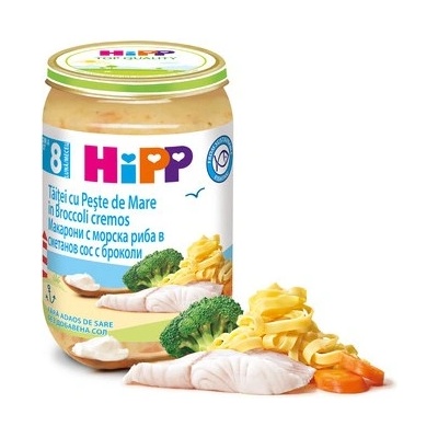 Hipp БИО пюре Макарони с морска риба в сметанов сос и броколи 8м+ 220г