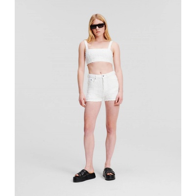 Karl Lagerfeld ŠORTKY JEANS KLJ HR BOUCLE SHORT bílá