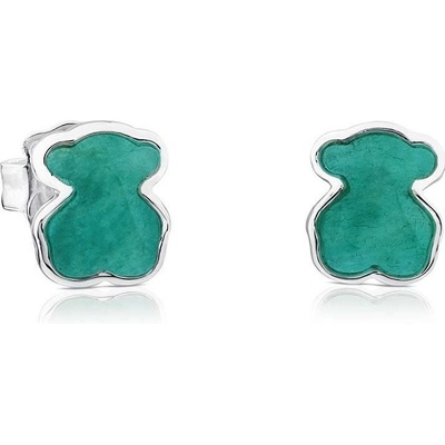 Tous strieborné medvedíkové náušnice s amazonitom New Color 815433600